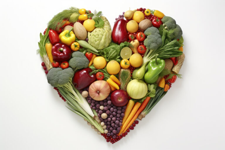 heart made with vegetables and fruits